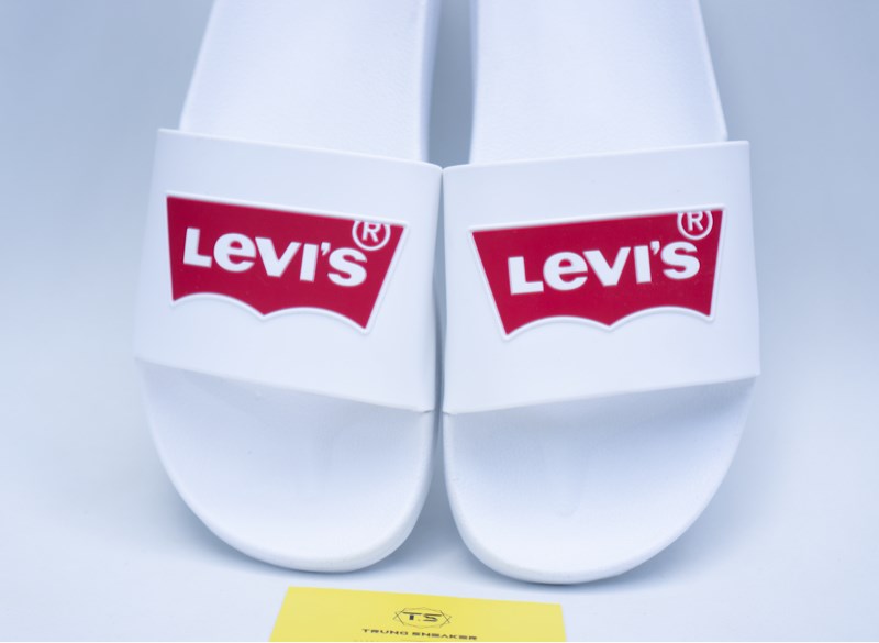 Dép chính hãng Levis White Red Slides