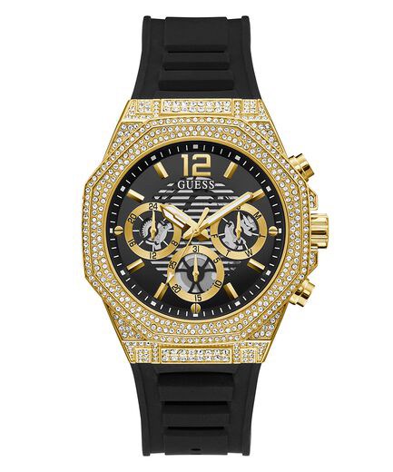 Đồng hồ nam Guess Gold Black Silicone 44mm GW0518G2