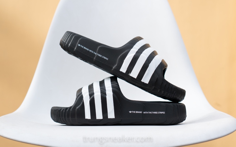 Dép chính hãng Adidas Adilette 22 Black White - 43