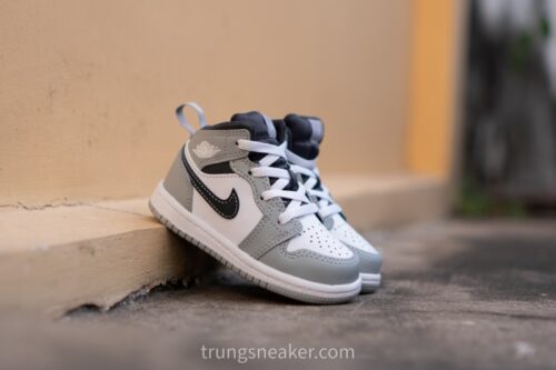 Giày trẻ em Jordan 1 Mid Light Smoke Grey (TD) 640735-078 - 23.5