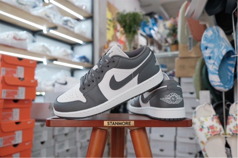 Giày Air Jordan 1 Low White Grey 553558-044