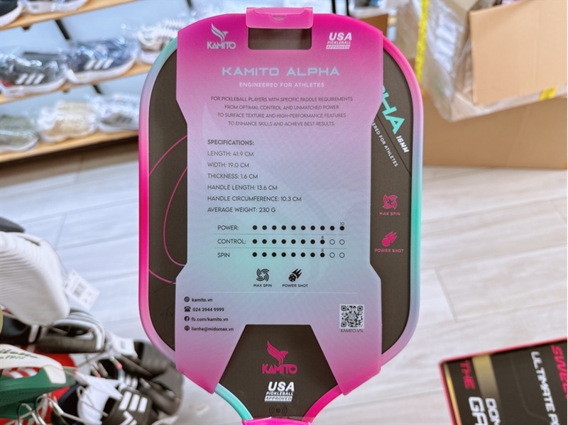 Vợt Pickleball Kamito Alpha Xanh Hồng 16mm KMVPK250122