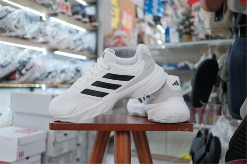 Giày Pickleball Tennis Adidas CourtJam Control 3 White Black IF7888