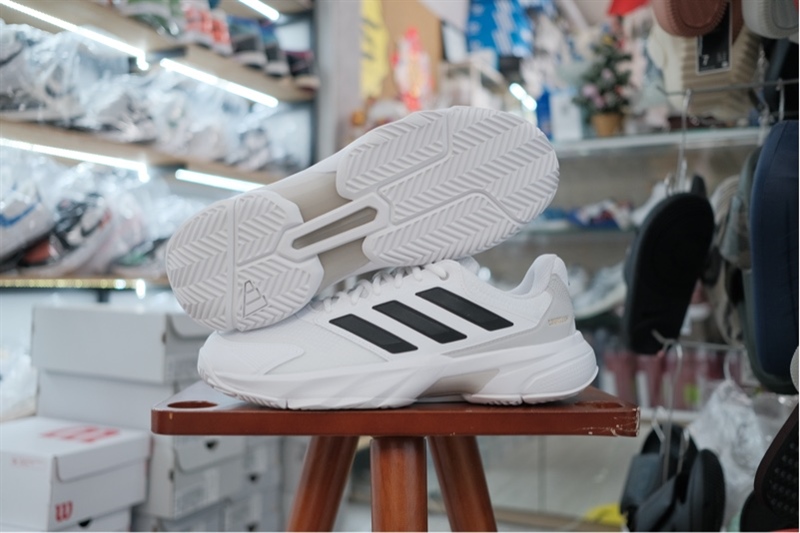 Giày Pickleball Tennis Adidas CourtJam Control 3 White Black IF7888