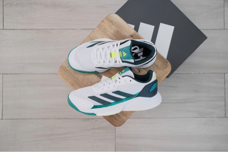 Giày Pickleball Tennis Adidas Courtquick Padel White Green JP7232