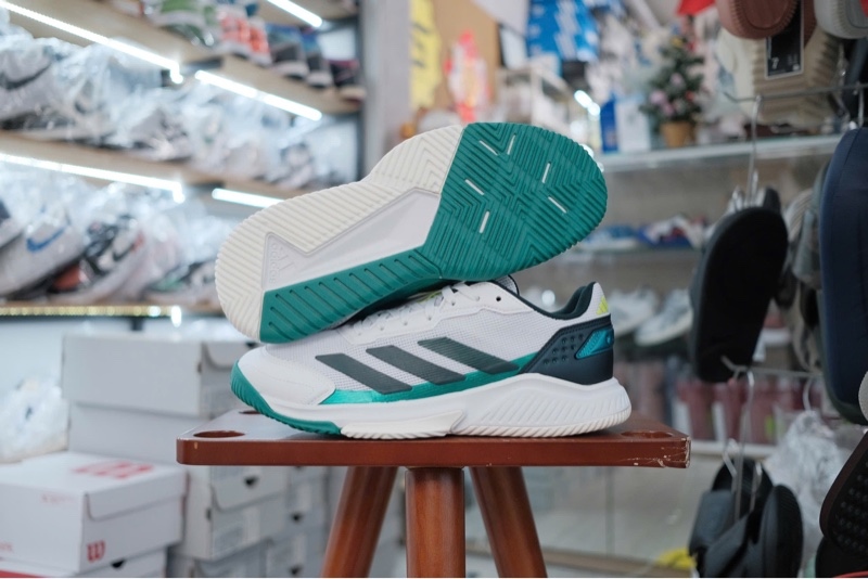 Giày Pickleball Tennis Adidas Courtquick Padel White Green JP7232