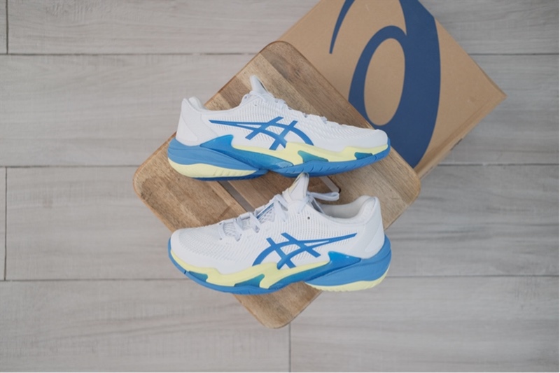 Giày Pickleball Tennis Asics Court FF 3 White Blue 1042A220-105
