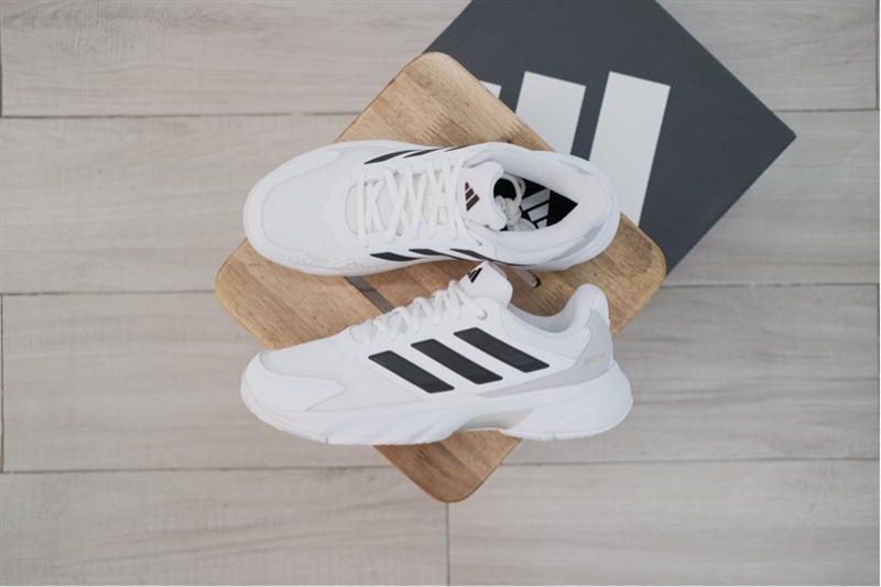 Giày Pickleball Tennis Adidas CourtJam Control 3 White Black IF7888
